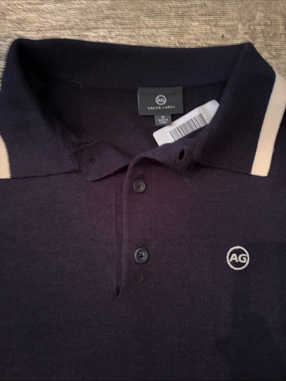 AG Green Label Men's Navy Polo with Contrast Trim